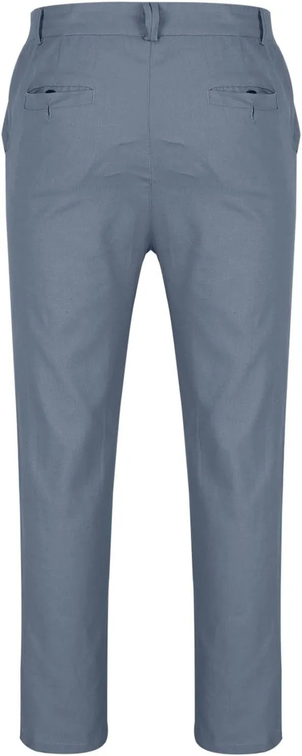Men's Button Down Zip Trousers Casual Solid Color Slim Fit Straight Leg Pants Soft Lightweight Pants with Pockets