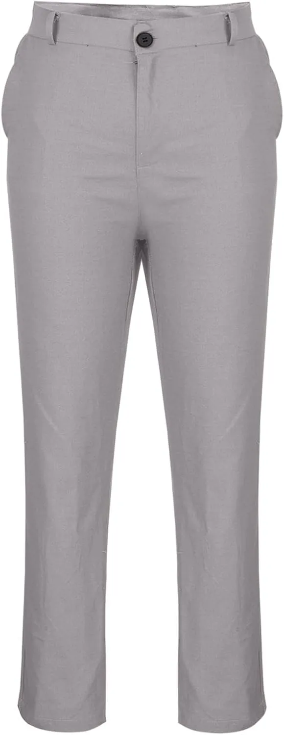 Men's Button Down Zip Trousers Casual Solid Color Slim Fit Straight Leg Pants Soft Lightweight Pants with Pockets