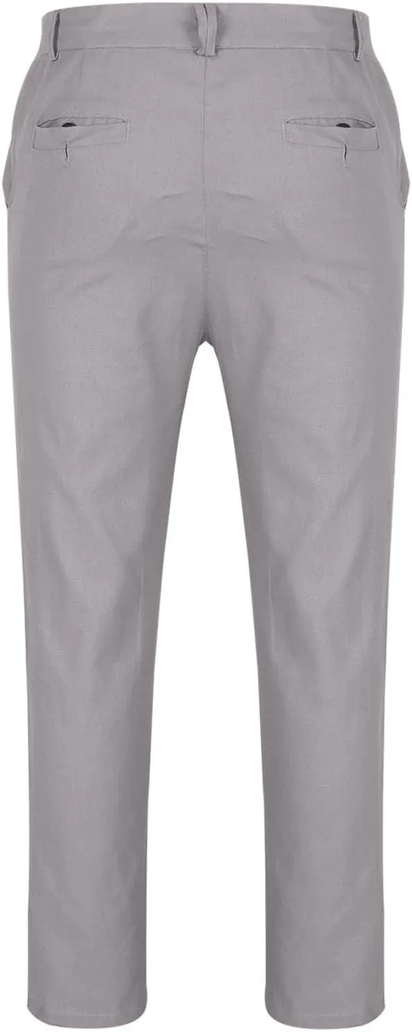 Men's Button Down Zip Trousers Casual Solid Color Slim Fit Straight Leg Pants Soft Lightweight Pants with Pockets
