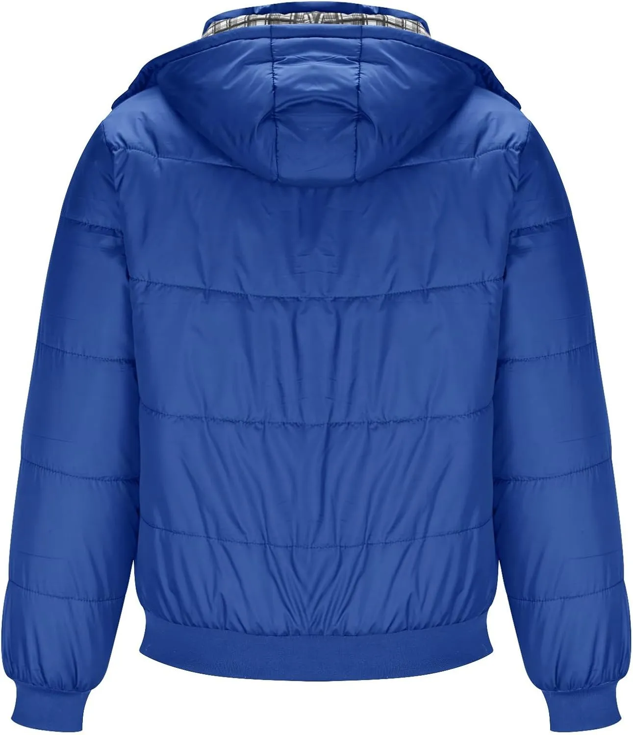 Mens Hooded Down Jacket Winter Zip Up Thicken Quilted Outerwear Plus Size Solid Color Soft Comfy Casual Puffer Coat