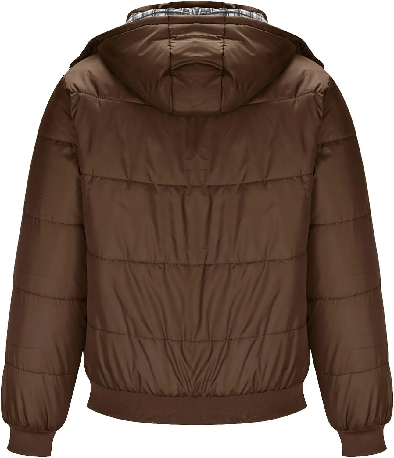 Mens Hooded Down Jacket Winter Zip Up Thicken Quilted Outerwear Plus Size Solid Color Soft Comfy Casual Puffer Coat