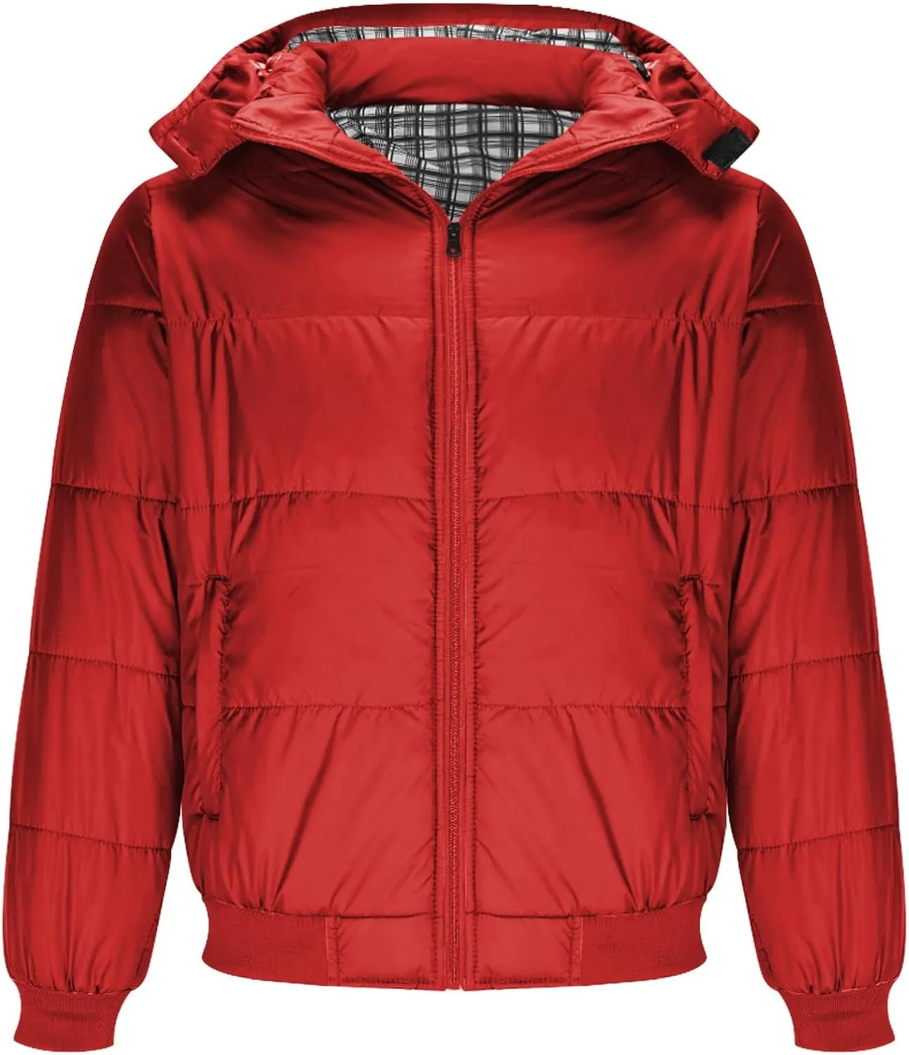 Mens Hooded Down Jacket Winter Zip Up Thicken Quilted Outerwear Plus Size Solid Color Soft Comfy Casual Puffer Coat