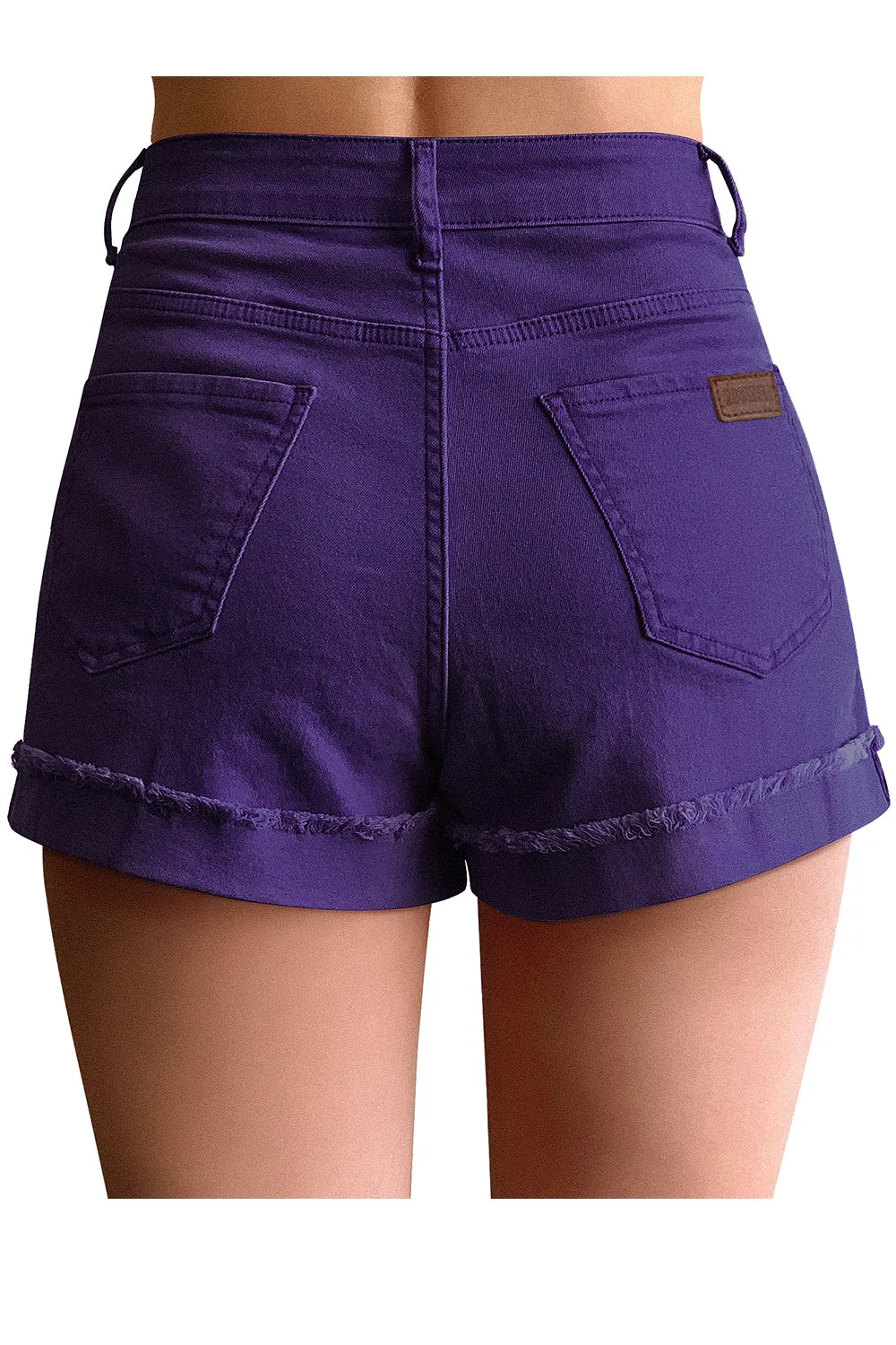 Mid Rise Ripped Stretchy Denim Shorts