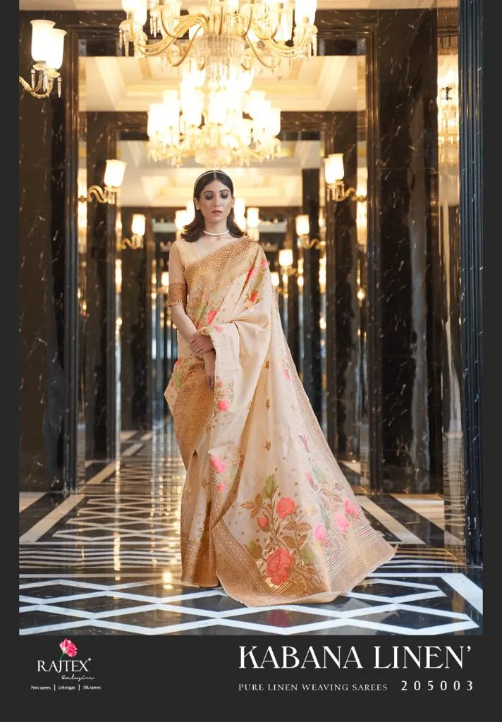 Party Wear RajTex Kabana Pure Linen Saree