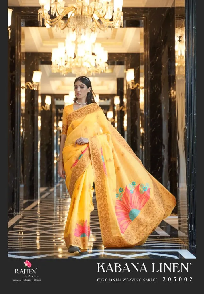 Party Wear RajTex Kabana Pure Linen Saree