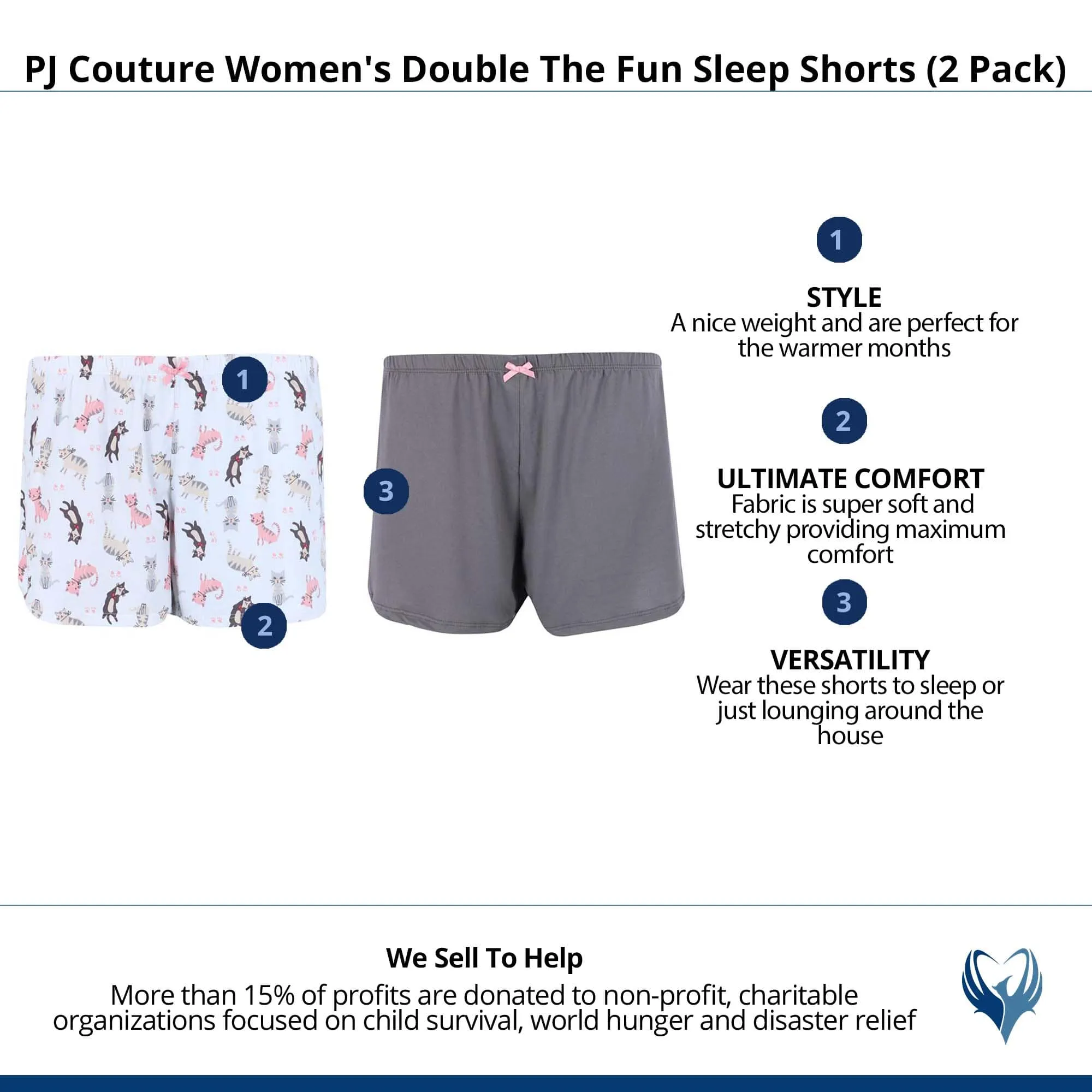 PJ Couture Women's Double The Fun Sleep Shorts (2 Pack)