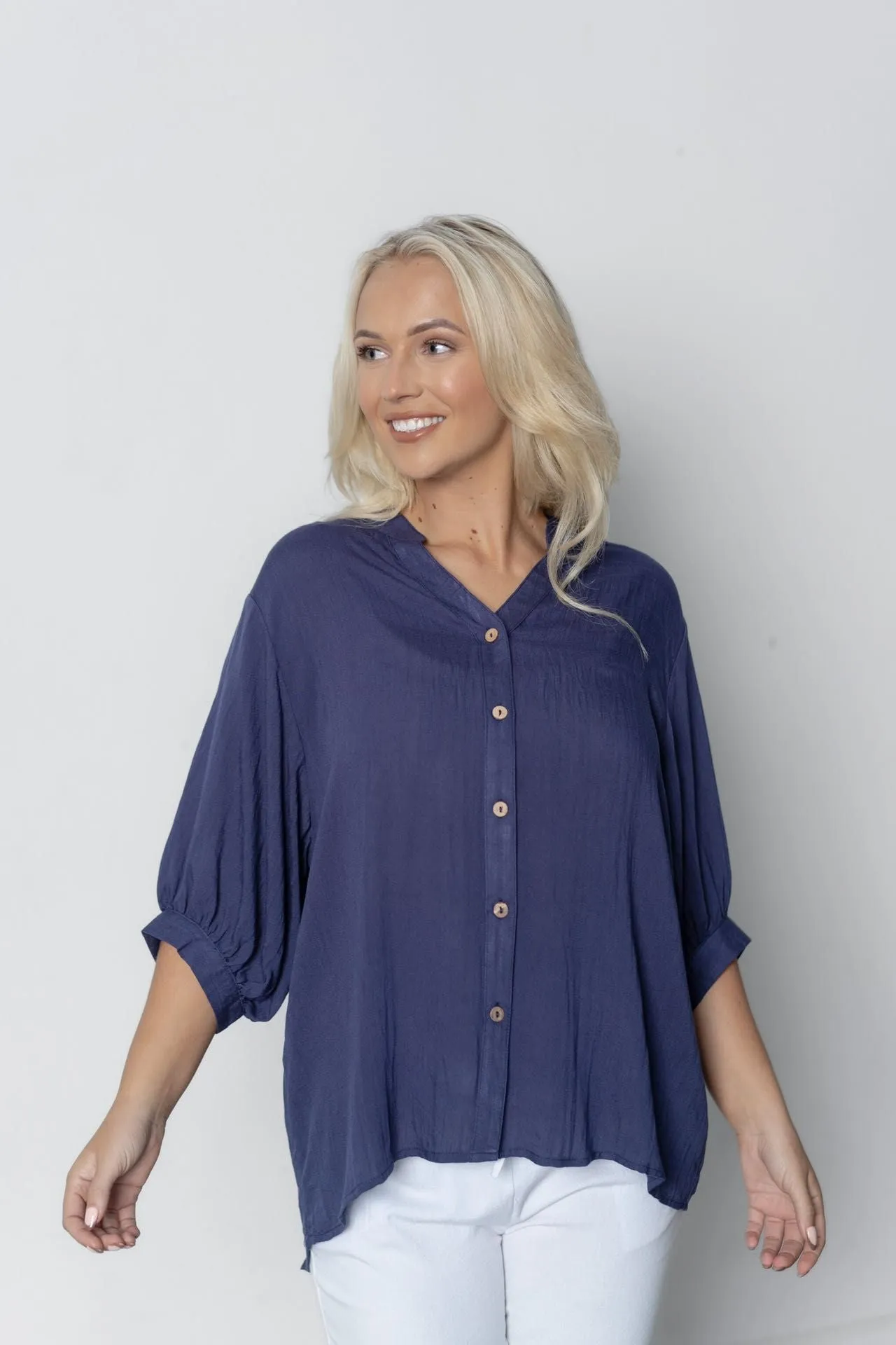 PLAIN LINNEN BISHOP BLOUSE