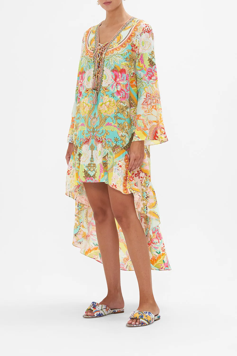 SHORT DRESS WITH HIGH LOW HEM AN ITALIAN WELCOME