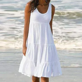 Sleeveless U-Neck Loose Sundress