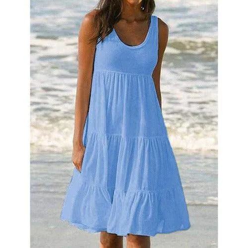 Sleeveless U-Neck Loose Sundress