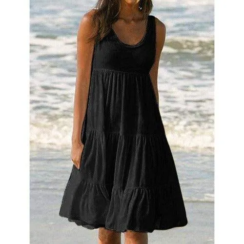 Sleeveless U-Neck Loose Sundress