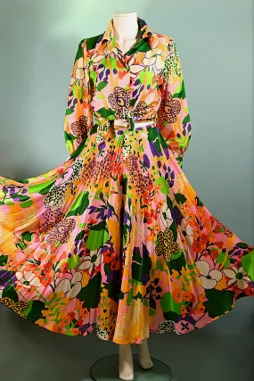 SOLD 70s Bold Psychedelic Print Palazzo Skirt/Top Set, Lord & Taylor