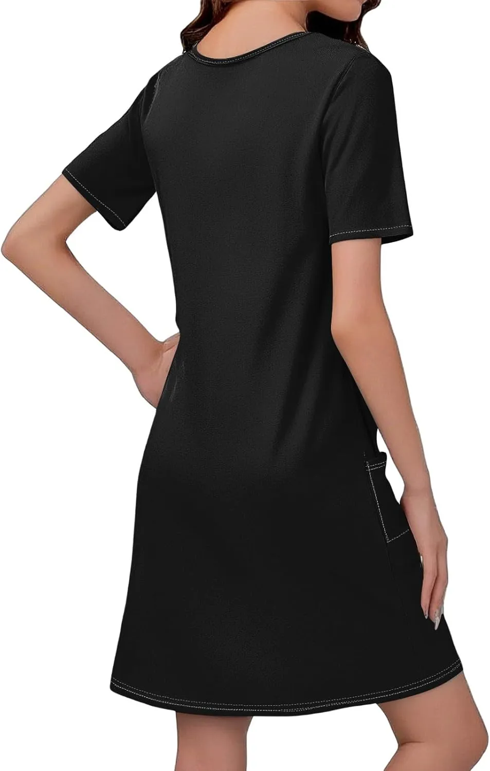 Spring Dresses for Women 2025 Elegant Crewneck Beach Vacation Dress Loose Short Sleeves Print Outfits Basic Dresses