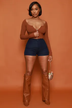 Super Swank High Waist Stretchy Shorts - Midnight Wash No.180