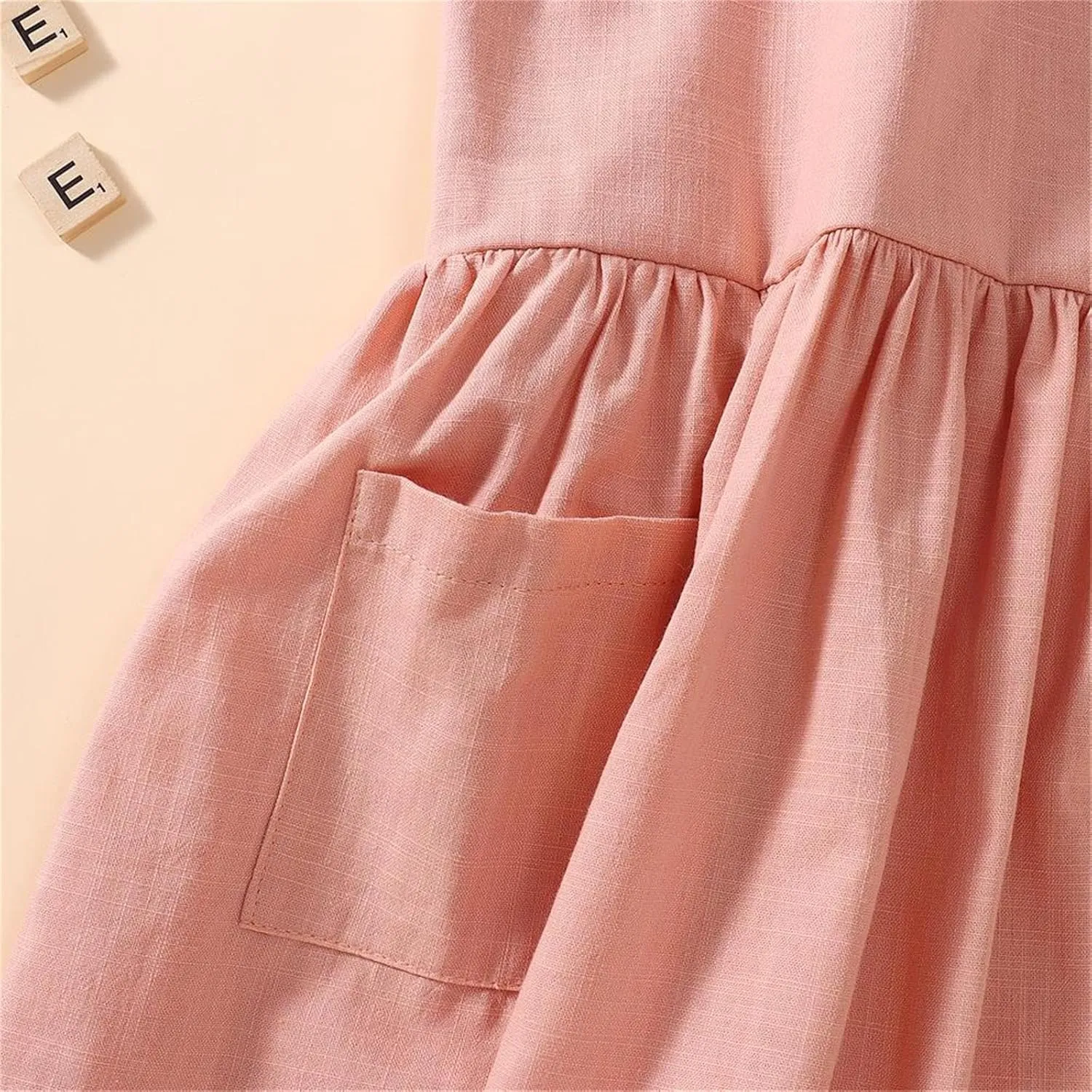 Toddler Baby Girls Summer Cotton Linen White Dress Bow Straps Sleeveless with Pockets Party Beach Casual Sundress