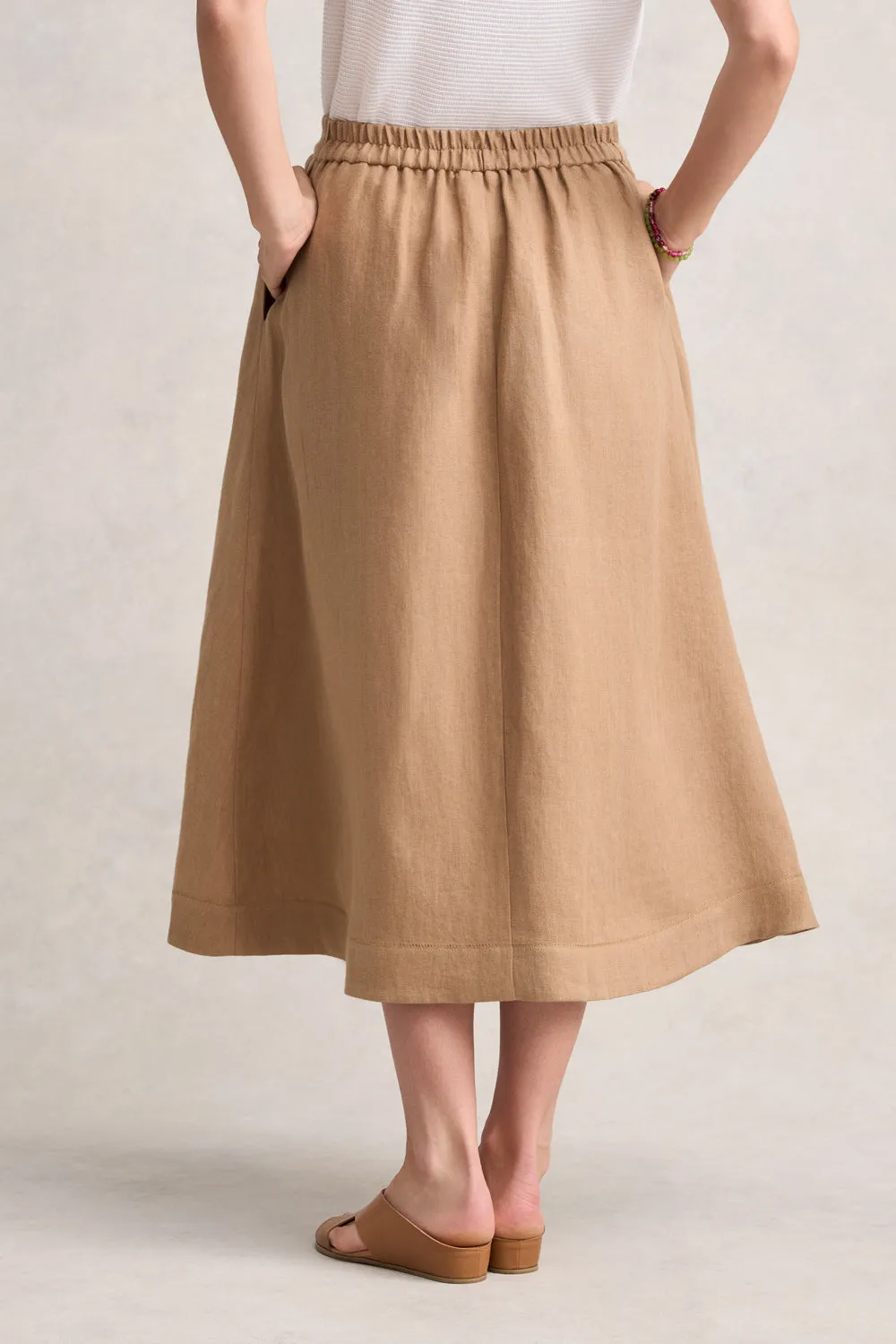 Twill Linen Midi Skirt