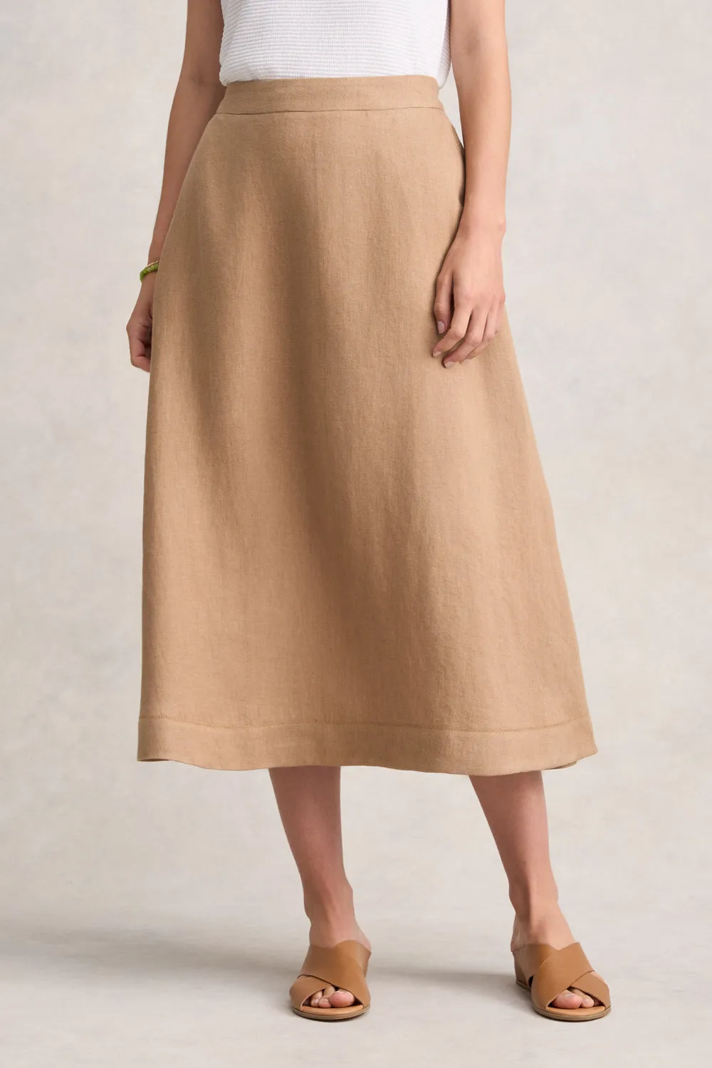 Twill Linen Midi Skirt