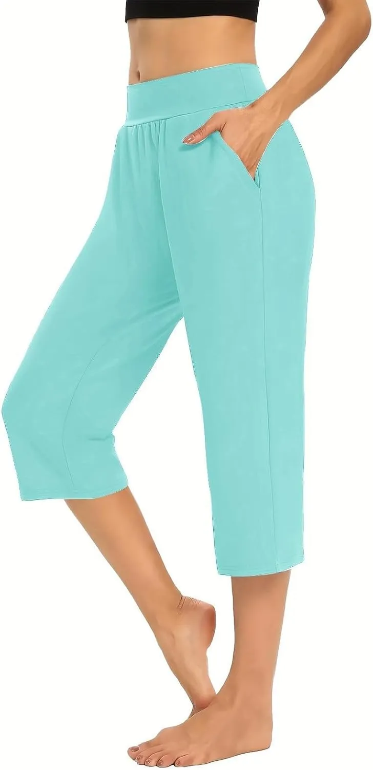 Women's Capri Yoga Pants 2025 Spring Summer Soft Workout Sweatpants Causal Lounge Pants with Pockets