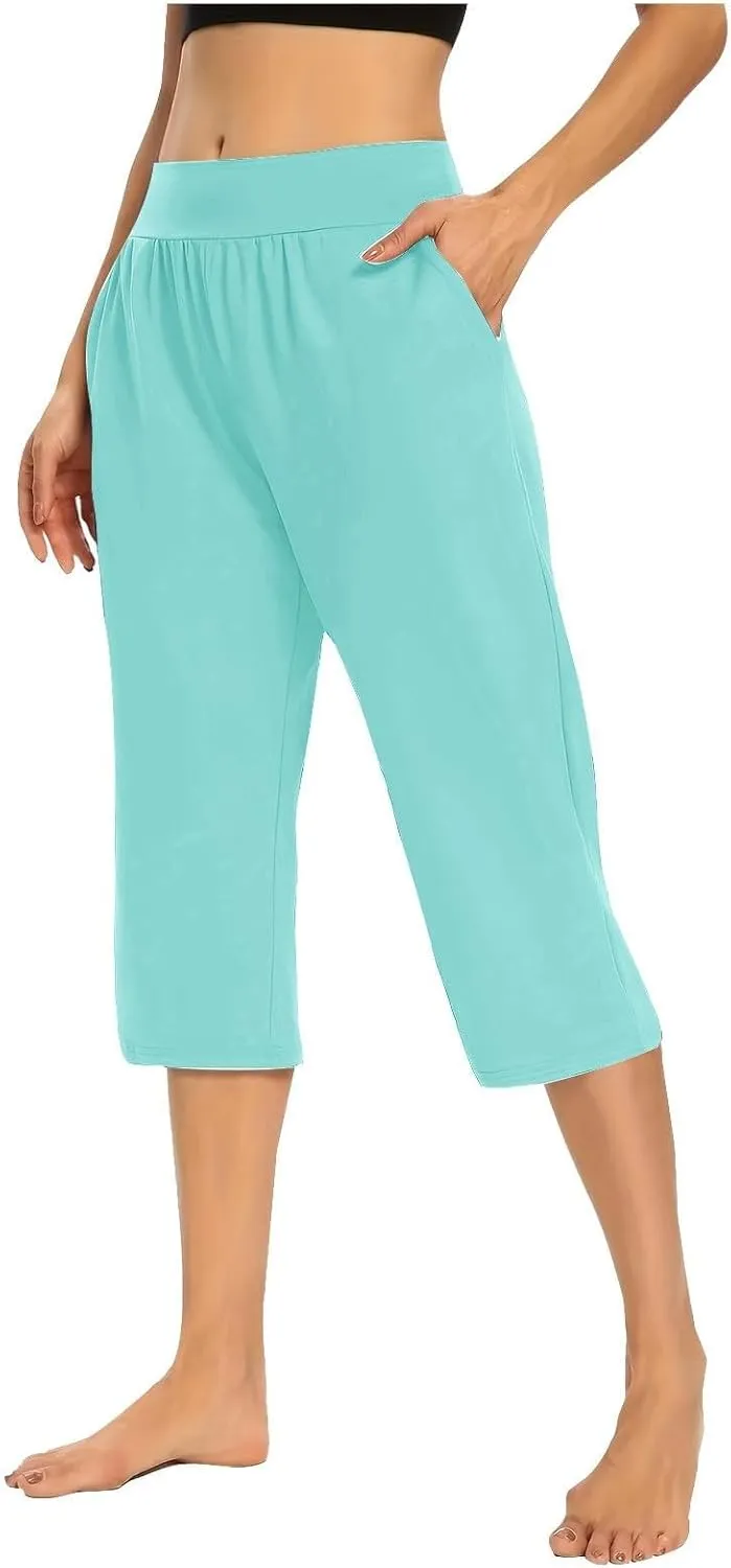 Women's Capri Yoga Pants 2025 Spring Summer Soft Workout Sweatpants Causal Lounge Pants with Pockets