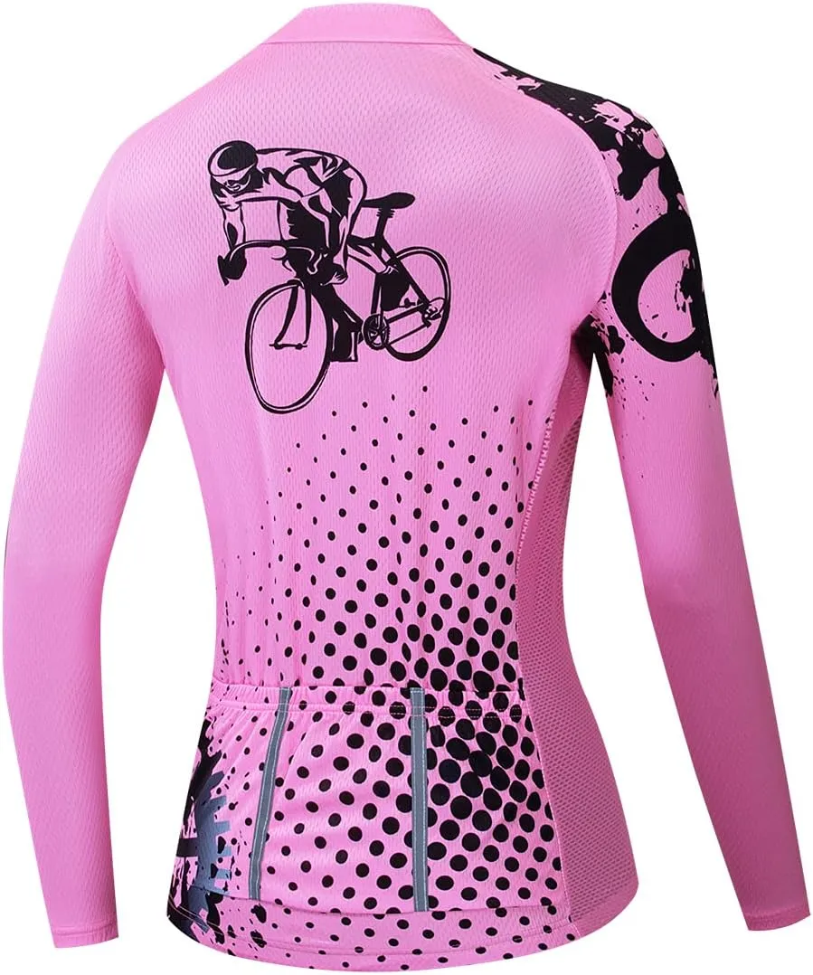 Women's Cycling Jersey Long Sleeve Mountain Bike Clothes Female Bike Jackets Breathable Windproof