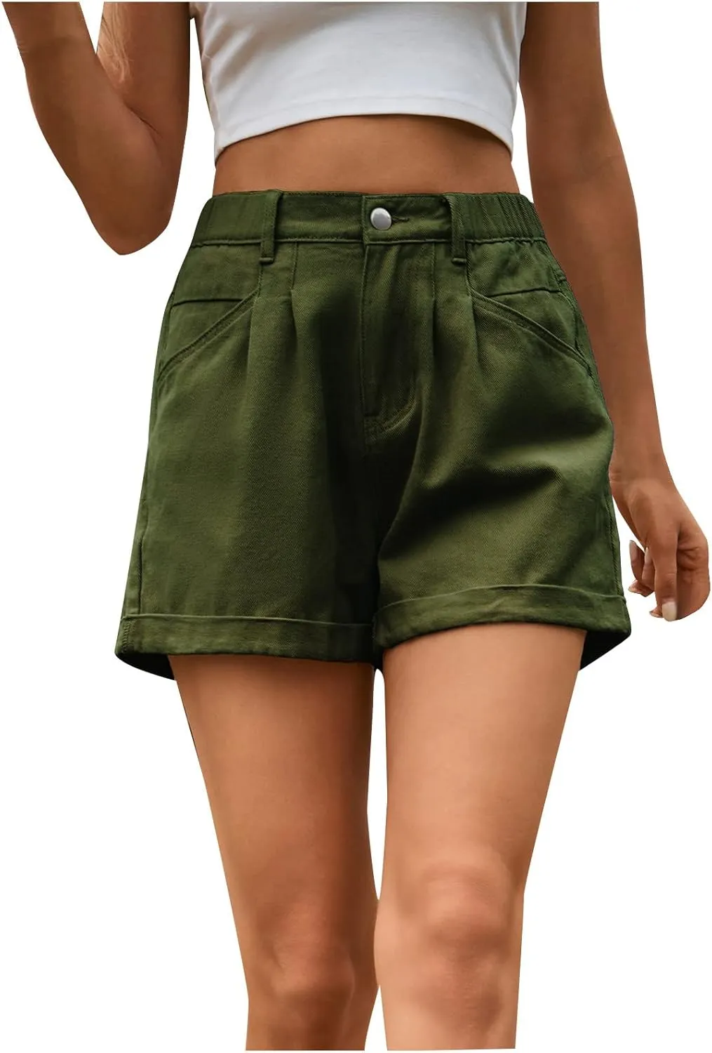 Womens Mini Jeans Shorts Summer 2024 Casual Bermuda High Waisted Shorts Fashion Button Zipper Stretchy Denim Shorts