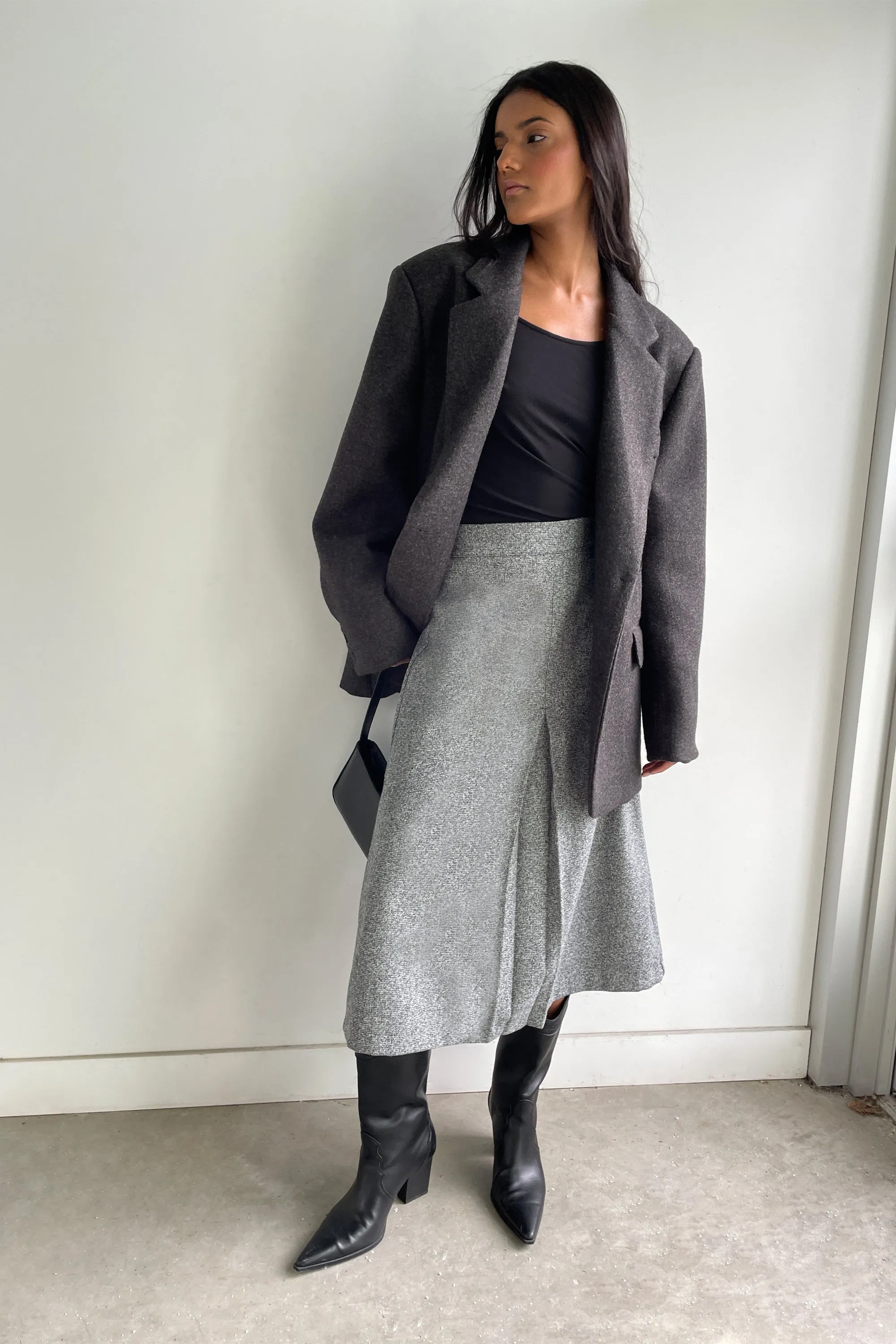 WOOL BLEND MIDI SKIRT