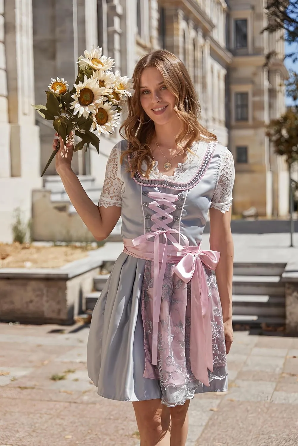 Zeagoo Dirndl Blouse Women's Lace Short Sleeve Blouse (DE Only)